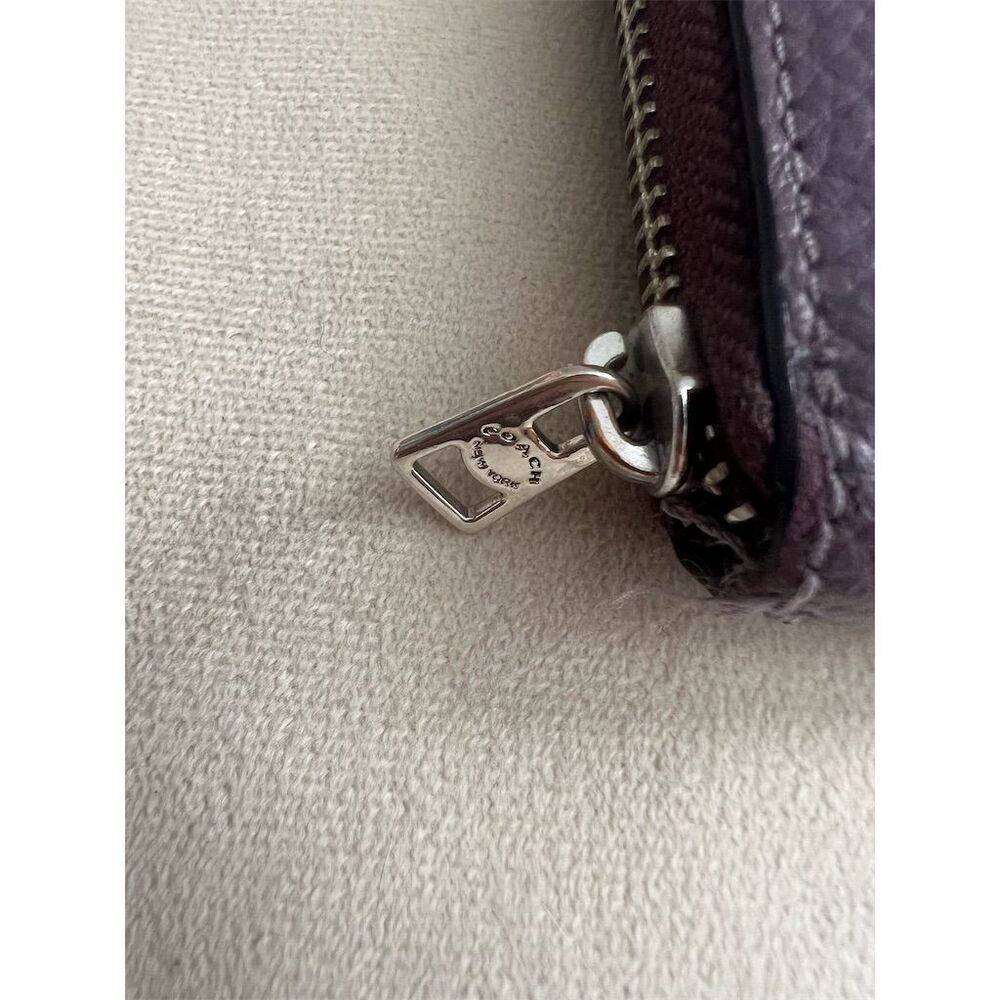 Coach Women's Purple Zip-Around Wallet Pebble Leather - Picture 3 of 9